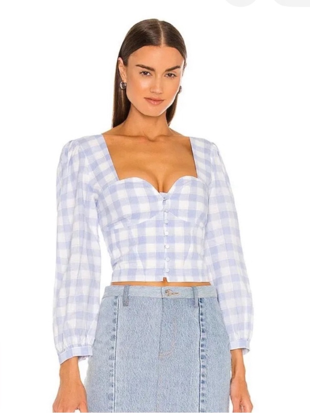 Jonathan Simkhai Blue Gingham Top Size Medium